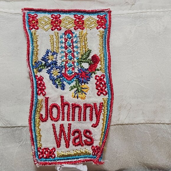 Johnny WAS Ivory Embroidered Lace Kimono With Slip BOHO Beach Wedding Dress - Picture 4 of 16